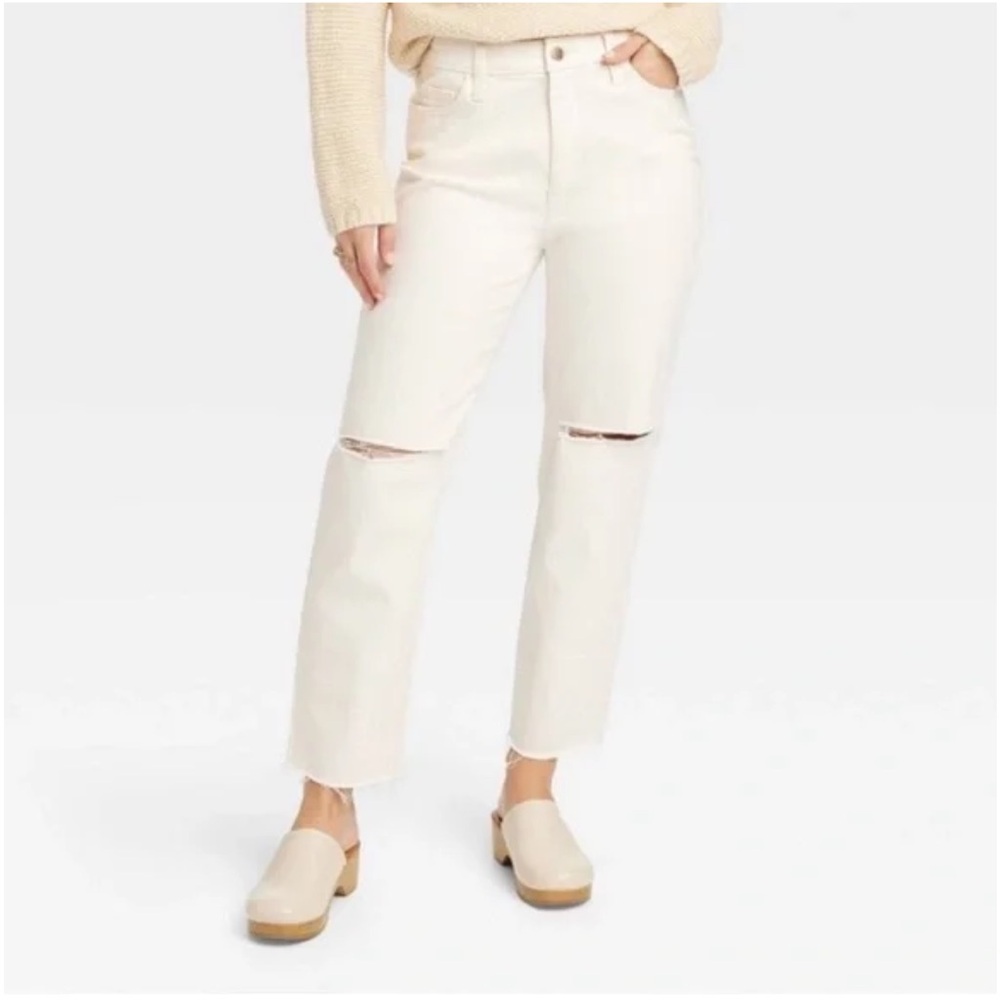 Universal Thread White Curvy Vintage Straight Jeans Crop High Rise